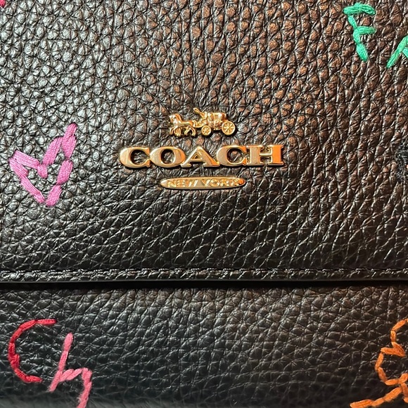 New Coach Klare Leather Crossbody Shoulder Bag Purse With Diary Embroidery Black - Picture 4 of 17